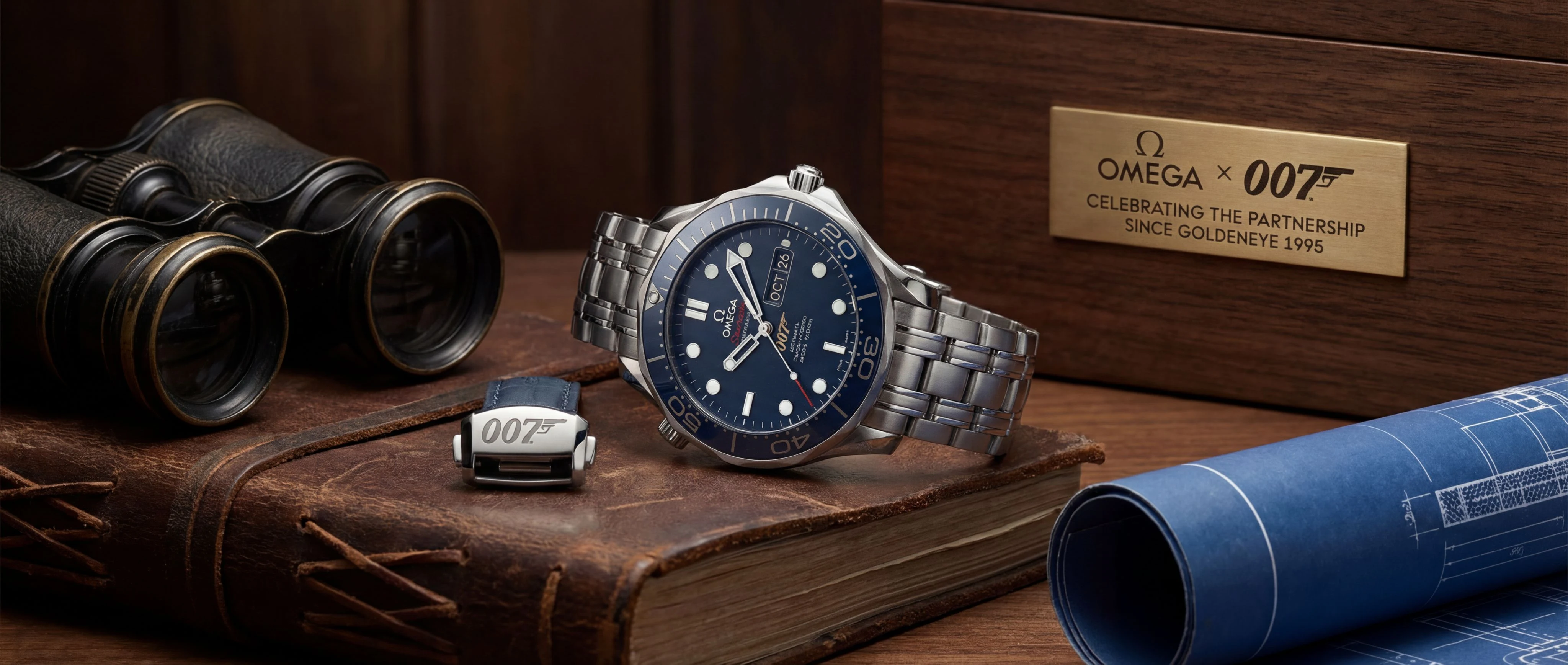 Stylized crossover concept: Swiss watchmaker with spy-film typography and mood